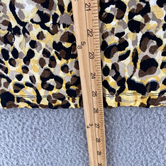 Chicos Top Womens 3 US Extra Large Yellow Brown Animal Print 3/4 Sleeve Pullover - Picture 8 of 11